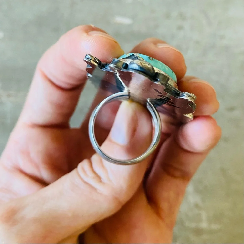 SOLD ♥️ Apache ♥️ Rosella Paxson Sterling Silver & Turquoise Ring - Picture 8 of 14